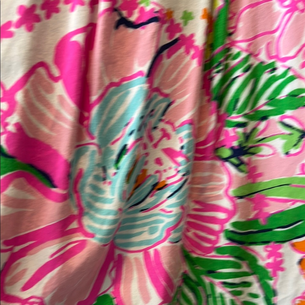 Lilly Pulitzer Tropical Pink and Green baby doll style tank shirt - Picture 5 of 14